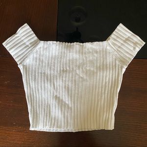 White Ribbed Crop Top